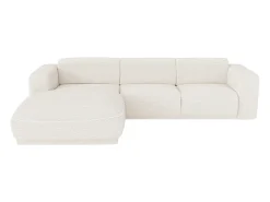 Vente-unique Sofá*Sofá de canto esquerdo tecido bouclé branco BLIMORO Marfim
