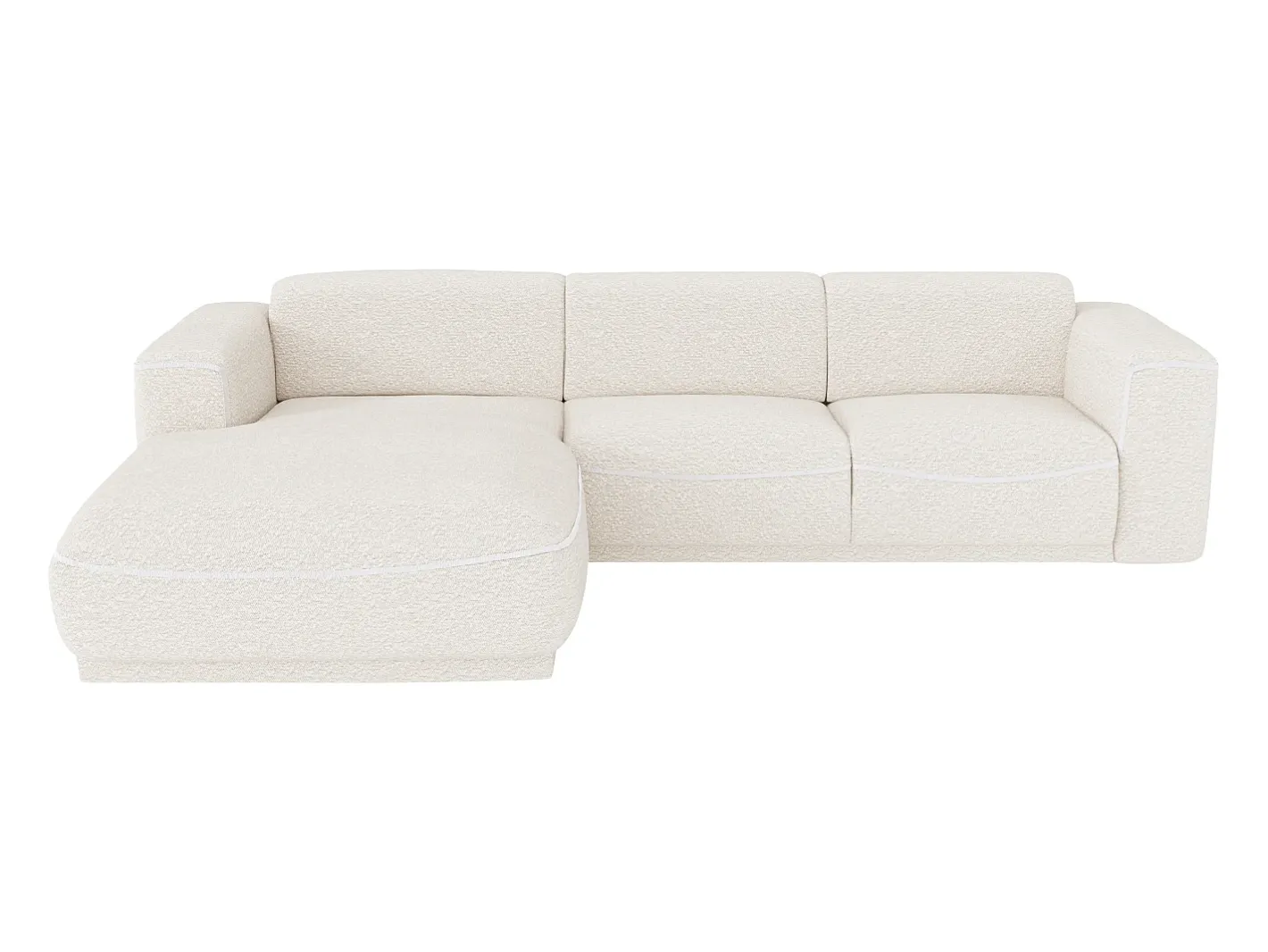 Vente-unique Sofá*Sofá de canto esquerdo tecido bouclé branco BLIMORO Marfim