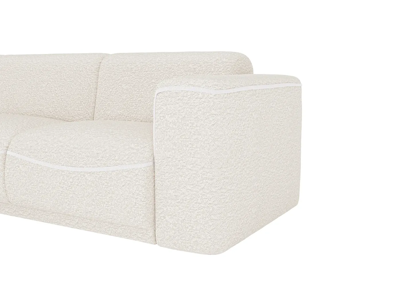 Vente-unique Sofá*Sofá de canto esquerdo tecido bouclé branco BLIMORO Marfim