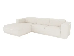 Vente-unique Sofá*Sofá de canto esquerdo tecido bouclé branco BLIMORO Marfim