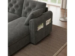 Sofá de canto moderno em L - Com espaço de armazenamento - Ajustável para esquerda e direita - Com bolsos laterais de armazenamento - Veludo - ​​Cinza​*ModernLuxe Discount
