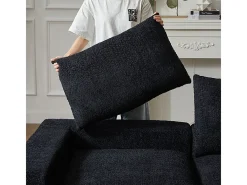 Sofá de Canto Modular 3 Lugares, com Chaise Longue Curva Reversível, 3 Almofadas e Almofadas Cervicais, Tecido Chenille,^DripeX Outlet