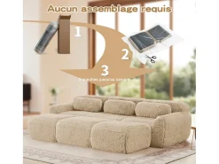 Sofá de Canto Modular em tecido peluche, com 3 puffs e 3 almofadas, 291x179x73cm,*DripeX Discount