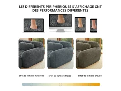 Sofá de Canto Modular em tecido peluche, com 3 puffs e 3 almofadas, 291x179x73cm, Cinza*DripeX Sale