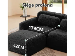 Sofá de Canto Modular em tecido peluche, com 3 puffs e 3 almofadas, 291x179x73cm,*DripeX Discount
