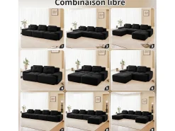 Sofá de Canto Modular Forma de U em Veludo cotelê, com 2 puffs e 3 almofadas, 293x177x69cm,^DripeX
