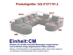 Sofá de Canto Modular Reversível 6 Lugares, com 6 Almofadas e Almofadas Cervicais, Tecido Chenille, Sala de Estar DIY,*DripeX Online