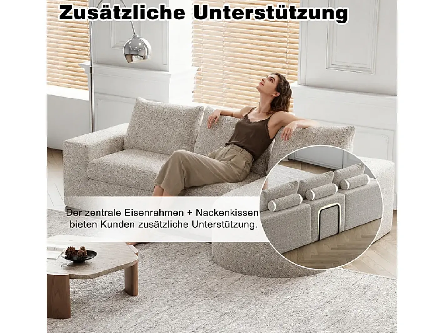 Sofá de Canto Modular Reversível 6 Lugares, com 6 Almofadas e Almofadas Cervicais, Tecido Chenille, Sala de Estar DIY,*DripeX Online