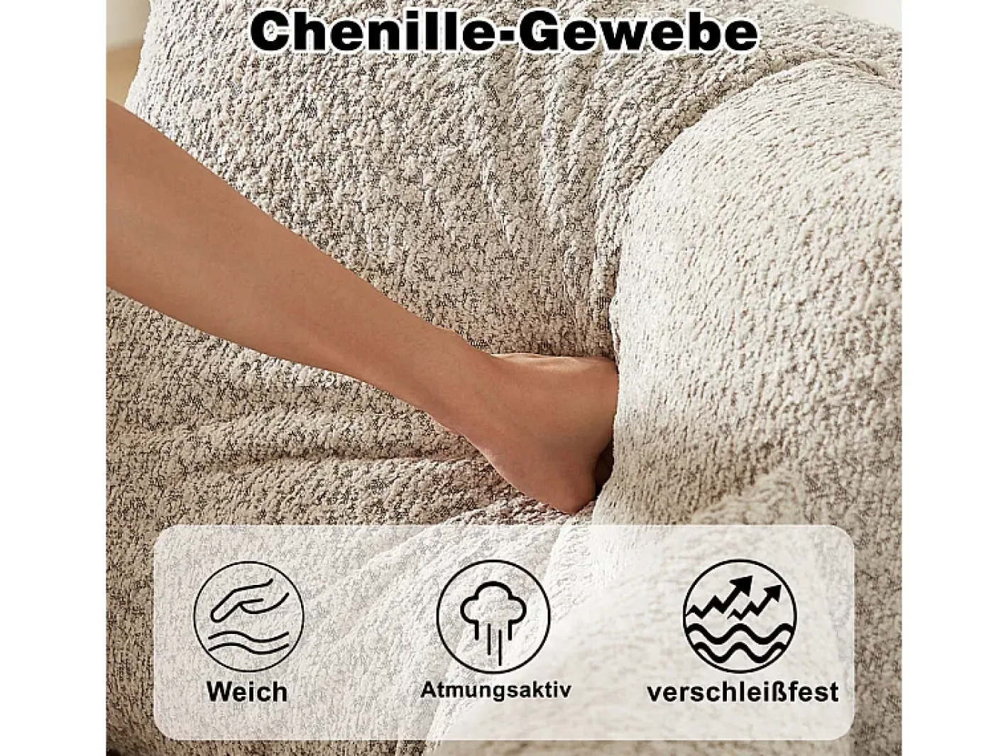 Sofá de Canto Modular Reversível 6 Lugares, com 6 Almofadas e Almofadas Cervicais, Tecido Chenille, Sala de Estar DIY,*DripeX Online