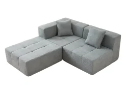 Sofá de canto modular tecido - pufe e 2 travesseiros - - 270x100x60cm^DripeX Best