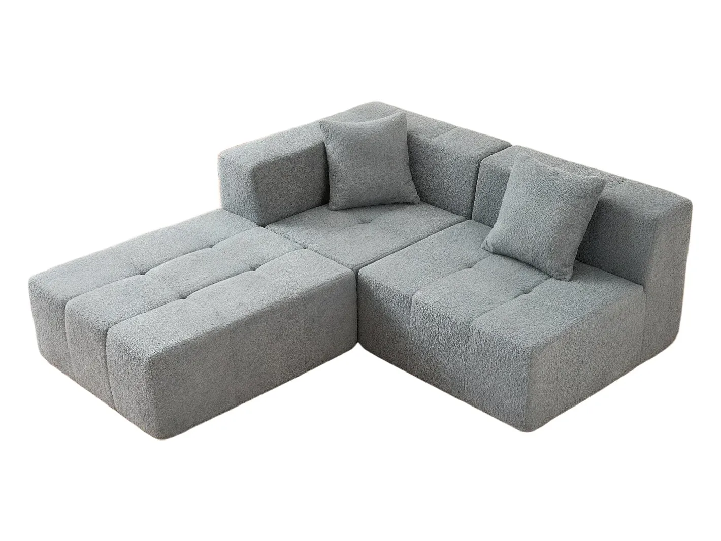 Sofá de canto modular tecido - pufe e 2 travesseiros - - 270x100x60cm^DripeX Best