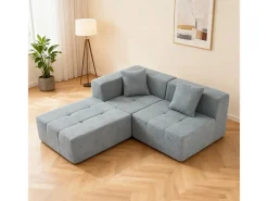 Sofá de canto modular tecido - pufe e 2 travesseiros - - 270x100x60cm^DripeX Best