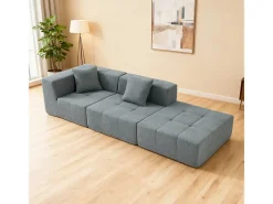 Sofá de canto modular tecido - pufe e 2 travesseiros - - 270x100x60cm^DripeX Best