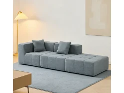 Sofá de canto modular tecido - pufe e 2 travesseiros - - 270x100x60cm^DripeX Best
