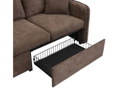 Sofá de canto multifuncional em U - 3 lugares - com função de armazenamento - com gavetas - marrom*ModernLuxe Discount