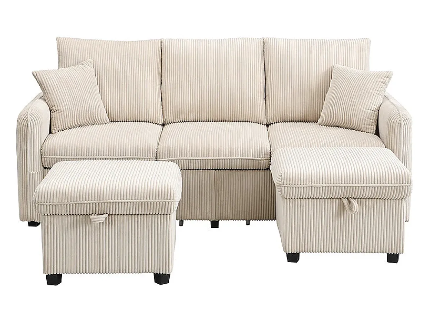 Sofá de canto multifuncional em U - 3 lugares - com armazenamento - com gavetas -^ModernLuxe Online