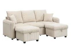 Sofá de canto multifuncional em U - 3 lugares - com armazenamento - com gavetas -^ModernLuxe Online