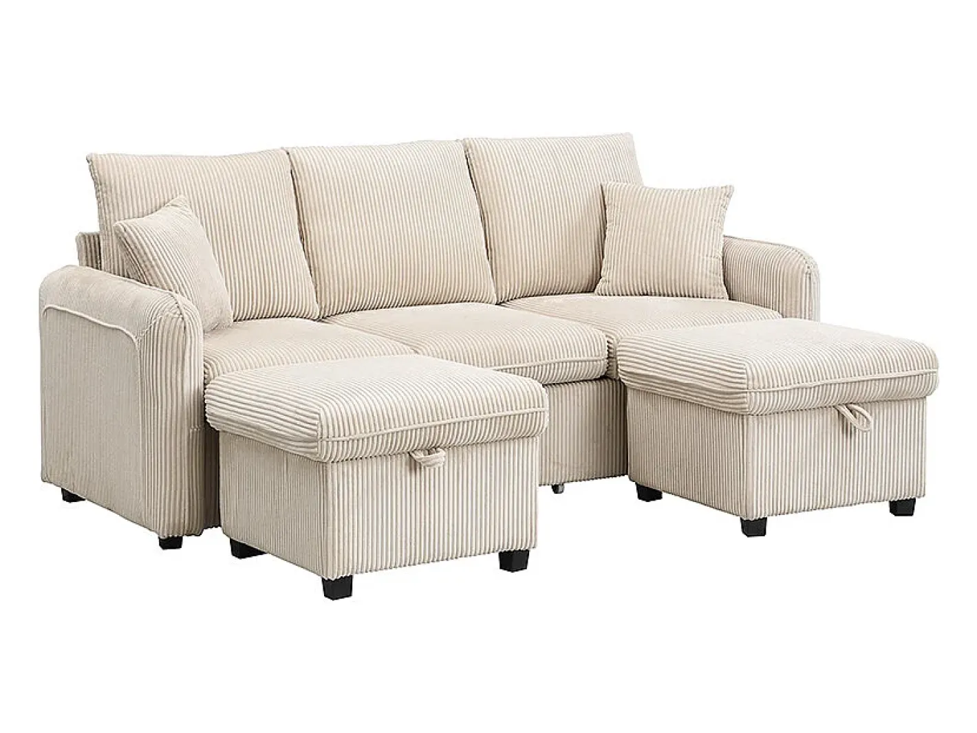 Sofá de canto multifuncional em U - 3 lugares - com armazenamento - com gavetas -^ModernLuxe Online