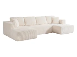 Sofá de canto panorâmico - Veludo canelado - 4 almofadas, 2 travesseiros, 2 chaises - 332x156x88cm^DripeX New