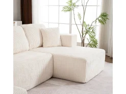 Sofá de canto panorâmico - Veludo canelado - 4 almofadas, 2 travesseiros, 2 chaises - 332x156x88cm^DripeX New