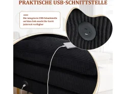 Sofá de canto panorâmico em veludo - 4 lugares - com LED RGB e porta USB+Type-C - 265x135x88cm -^DripeX New