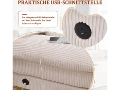 Sofá de canto panorâmico em veludo - 4 lugares - com LED RGB e porta USB+Type-C - 265x135x88cm -^DripeX Outlet