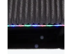 Sofá de canto panorâmico em veludo - 4 lugares - com LED RGB e porta USB+Type-C - 265x135x88cm - Cinza*DripeX Best