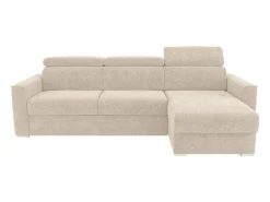 Vente-unique Sofá*Sofá de canto reversível conversível abertura rápida em tecido - Cama 140 cm VIZIR Bege