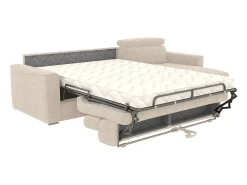 Vente-unique Sofá*Sofá de canto reversível conversível abertura rápida em tecido - Cama 140 cm VIZIR Bege
