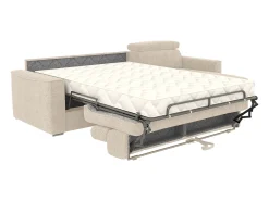 Vente-unique Sofá*Sofá de canto reversível converível abertura rápida em tecido - Cama 140 cm VIZIR Bege