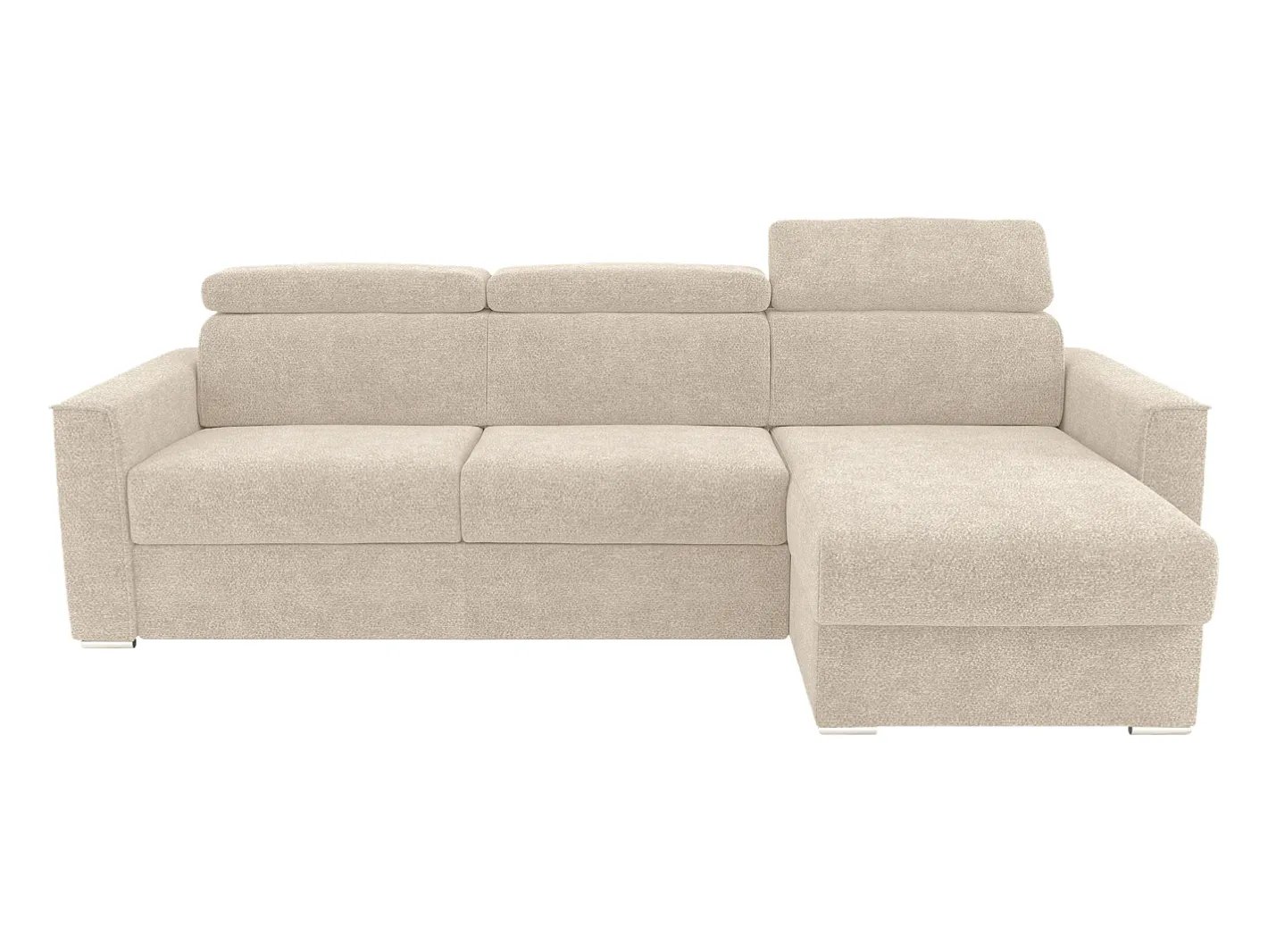 Vente-unique Sofá*Sofá de canto reversível converível abertura rápida em tecido - Cama 140 cm VIZIR Bege