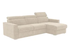 Vente-unique Sofá*Sofá de canto reversível converível abertura rápida em tecido - Cama 140 cm VIZIR Bege