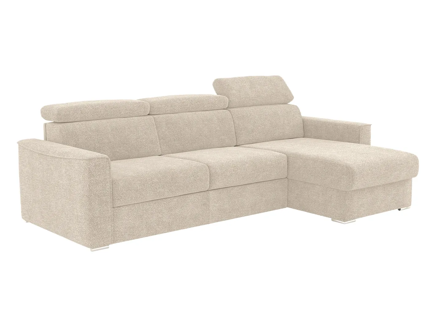 Vente-unique Sofá*Sofá de canto reversível converível abertura rápida em tecido - Cama 140 cm VIZIR Bege