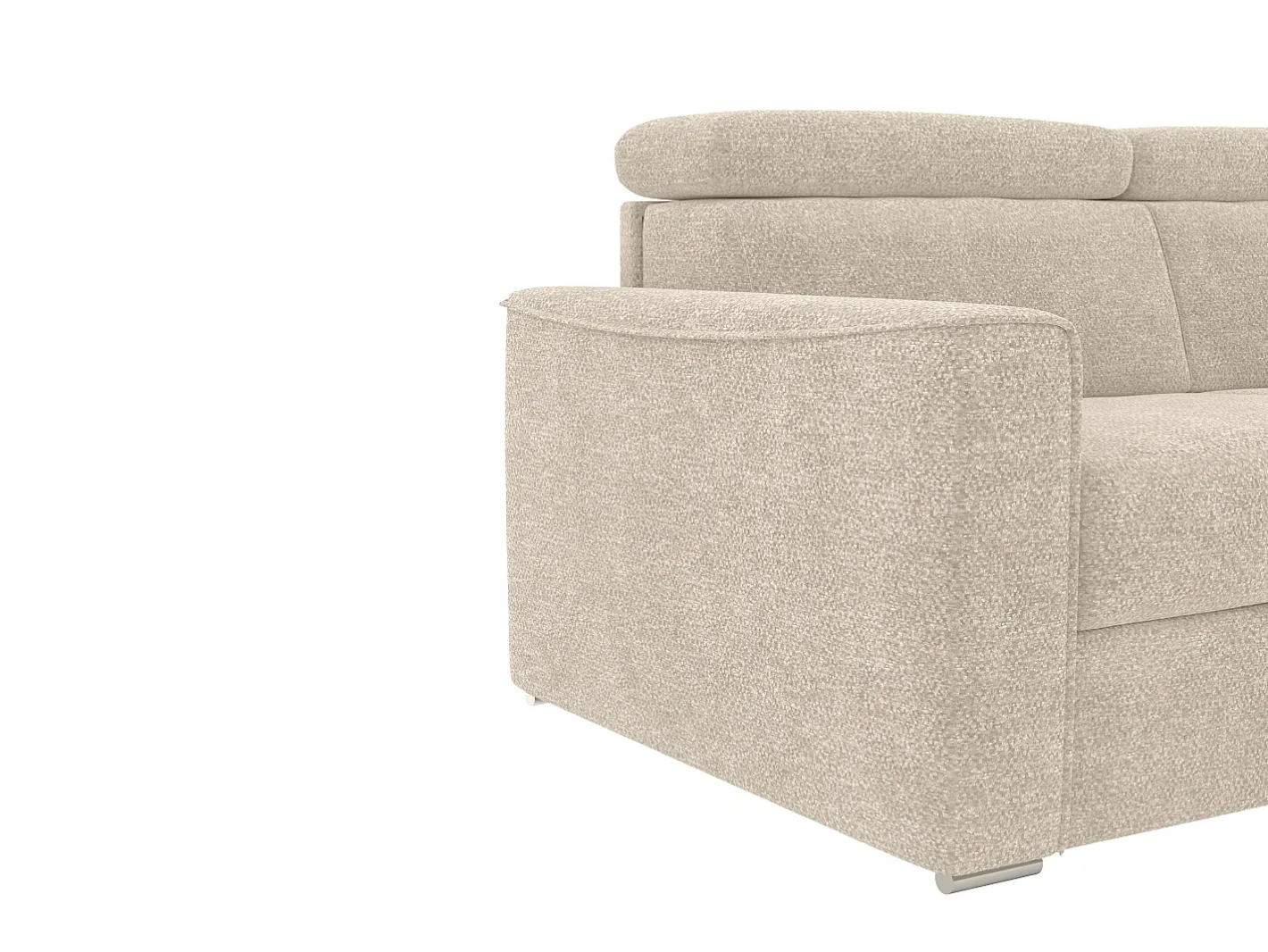 Vente-unique Sofá*Sofá de canto reversível converível abertura rápida em tecido - Cama 140 cm VIZIR Bege