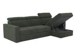 Vente-unique Sofá*Sofá de canto reversível conversível abertura rápida em tecido - Leito 140 cm VIZIR Verde