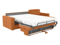 Vente-unique Sofá*Sofá de canto reversível convertível abertura rápida em tecido terracotta - Cama 160 cm VIZIR Terracota