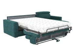Vente-unique Sofá*Sofá de canto reversível conversível abertura rápida em tecido azul - Cama 140 cm VIZIR Azul esverdeado