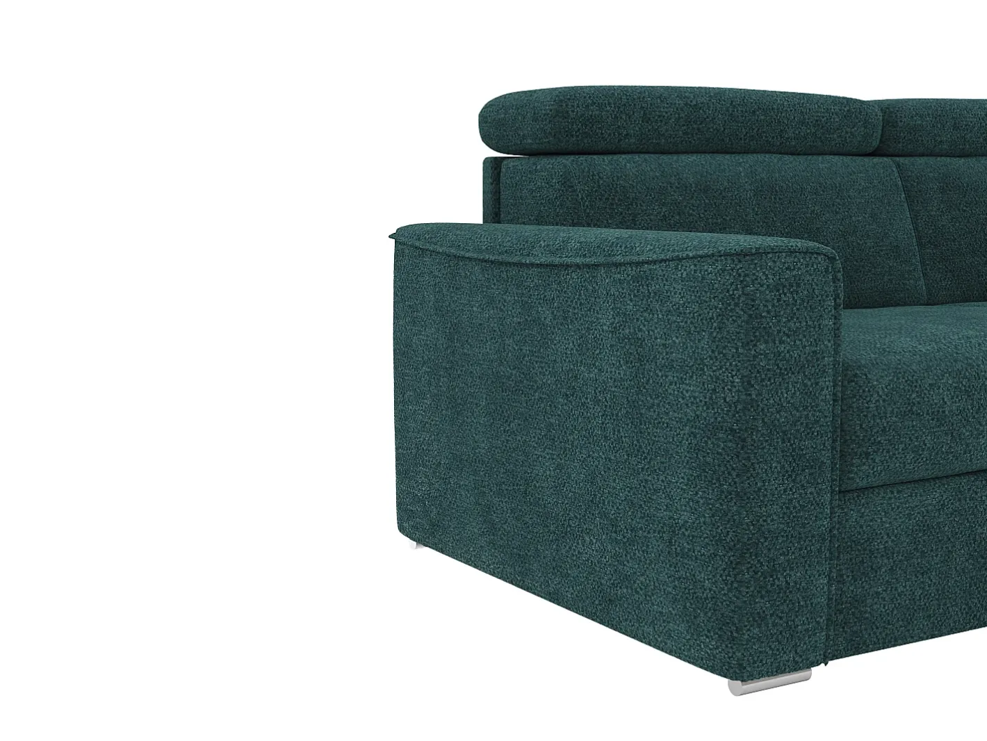 Vente-unique Sofá*Sofá de canto reversível conversível abertura rápida em tecido azul - Cama 140 cm VIZIR Azul esverdeado
