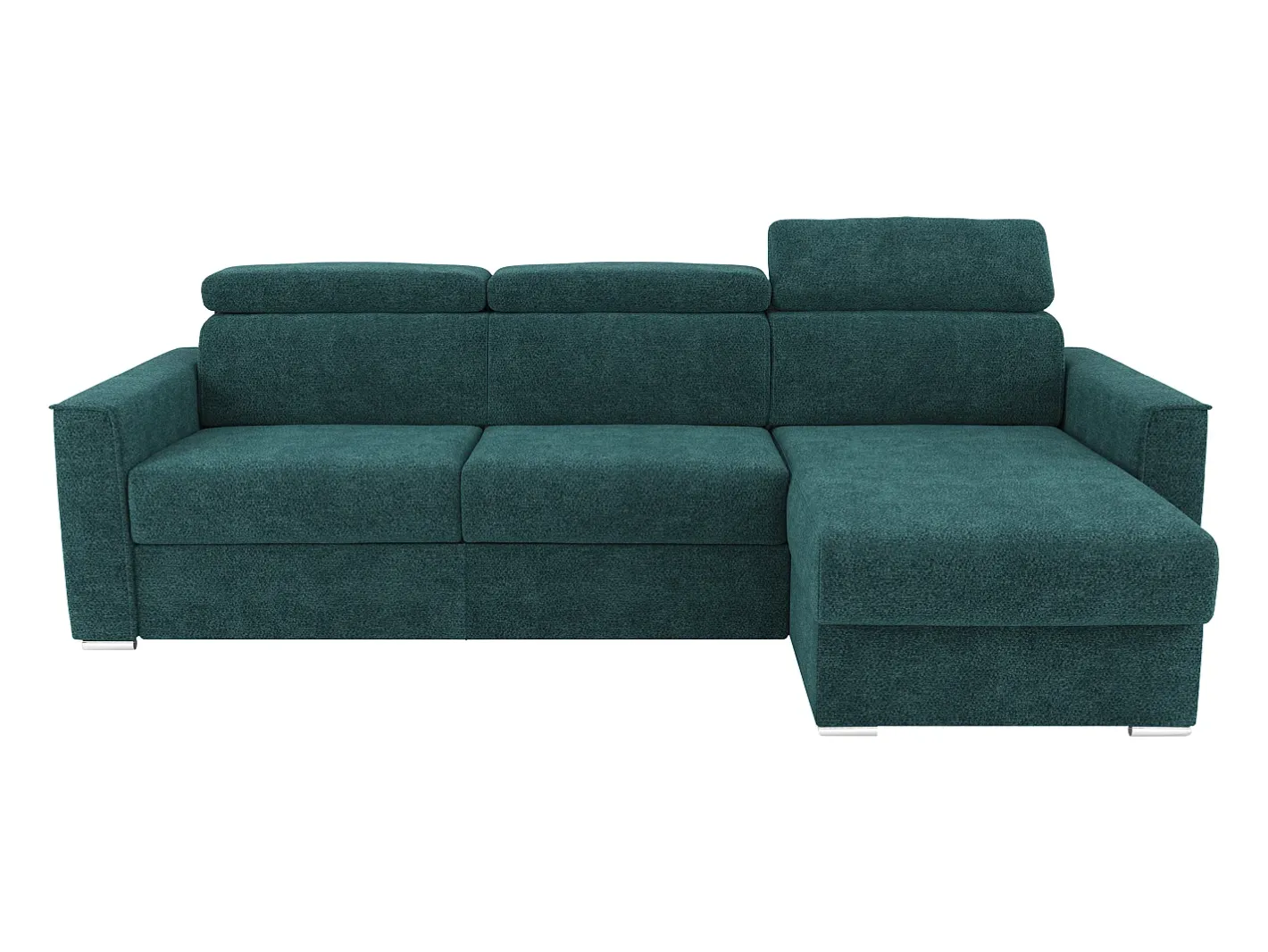 Vente-unique Sofá*Sofá de canto reversível conversível abertura rápida em tecido azul - Cama 140 cm VIZIR Azul esverdeado