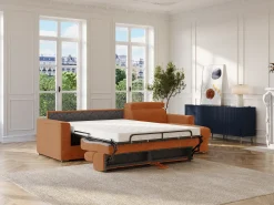 Sofá de canto reversível conversível abertura rápida em tecido terracotta - Cama 140 cm VIZIR^Vente-unique Outlet