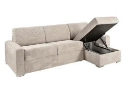 Vente-unique Sofá*Sofá de canto reversível convertível abertura rápida veludo canelado 160 cm - 18 cm CALITO Bege