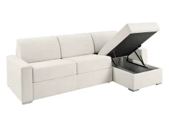 Vente-unique Sofá*Sofá de canto reversível convertível abertura rápida em tecido - 140 cm - 14 cm - CALITO Bege