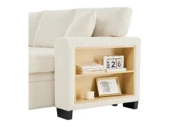Sofá de canto reversível conversível 3 lugares - em veludo cotelê - com armazenamento, prateleira e 2 puffs - Porta USB+Type-C -*DripeX