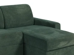 Vente-unique Sofá*Sofá de canto reversível convertível abertura rápida veludo canelado verde 160 cm 14 cm CALITO Verde pinho