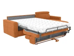 Vente-unique Sofá*Sofá de canto reversível conversível abertura rápida em tecido - Cama 140 cm VIZIR Terracota