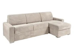 Vente-unique Sofá*Sofá de canto reversível convertível abertura rápida veludo canelado 140 cm - 14 cm CALITO Bege