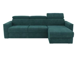 Vente-unique Sofá*Sofá de canto reversível conversível abertura rápida em tecido azul - Cama 160 cm VIZIR Azul esverdeado