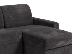 Vente-unique Sofá*Sofá de canto reversível convertível abertura rápida veludo canelado cinzento 140 cm - 22 cm CALITO Cinza antracite
