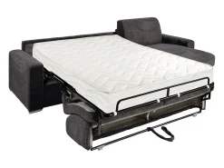 Vente-unique Sofá*Sofá de canto reversível convertível abertura rápida veludo canelado cinzento 140 cm - 22 cm CALITO Cinza antracite