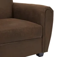 Vente-unique Sofá*Sofá de clube VICTORY III de 3 lugares em microfibra com aparência de couro envelhecido. Castanho
